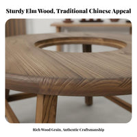 Traditional Chinese and design circular table with Integrated Cooktop Multifunctional Design herbal infusion Ceremony Set Communal Dining Hot Pot Station for Families, Social Gatherings, Restaurant
