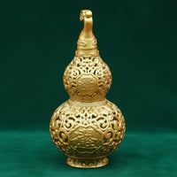 Hollow Carved Gourd Statue Good Luck Brass Gourd Ornament Traditional Style for Living Room