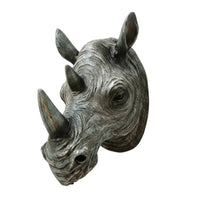 Home Decoration Carved Texture 3D Wall Relief Rhinoceros Head Wall Sculpture Detailed