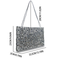 Vintage Silver Metallic Handwoven Beaded Tote Bag