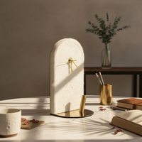 Arched Desk Clock Sculptural Clock with Round Base Textured Decor for Shelf