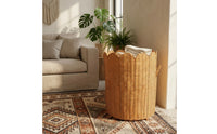 Scalloped Wicker Basket with Handles Decorative Woven Storage Bin Portable Basket with Handles Freestanding for Bedroom