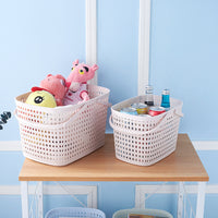 Thickened Imitation Rattan Storage Basket with Handle for Bathroom, Shopping, or Toy Organization