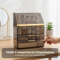 Desktop Makeup Case with Drawers Transparent View Cosmetic Organizer for Bedroom