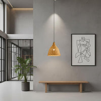 Bamboo Chandelier Material Woven Pendant Light Rustic Rattan Hanging Lamp for Restaurant, Dining Room, Tea House
