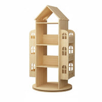 Wooden Rotating Bookshelf Solid Wood Round Revolving Bookcase for Preschoolers