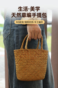 海边度假手工草编手提袋零食手伶篮超市购物环保文件书籍提篮