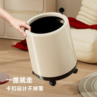 Modern Light Luxury Trash Can, Plastic, 10L, Double Layer, with Wheels Option