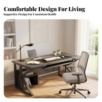 2 Pieces K-frame Computer Workstation Desk and Chair Combo PC Gamer Desk with Storage Gaming Desk and Chair Set with Ergonomic Features Suitable for Students Professionals Home Office