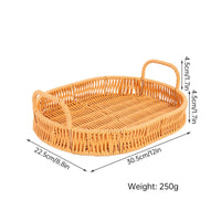 Woven Serving Tray Loop Handles Home Decor Natural Texture