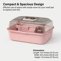 Hamster Cage with Wheel, Syrian Hamster Cage, Double Layer Spacious Tray, Portable Travel Case, Easy to Clean Rodent Cage