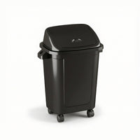 Wheeled Trash Can with Attached Lid Rectangular Wheeled Trash Bin Plastic