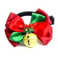 Christmas Pet Cape Bow Tie Scarf Set for Cats and Small Dogs, Reversible Fleece