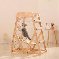 Cat Activity Tree Perch with Sisal Scratching Posts, 3-Level Wood Tree for Medium Cats, Stable Furniture for Apartments