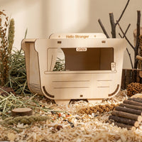 Decorative Design Hamster House and Hamster Hide, Wood Plywood Construction for Small Companions, Assembly Required Wood Habitat