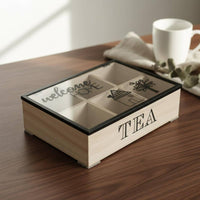 Compartment Tea Box Easy to Organize Wooden Tea Box Long-Lasting for Home