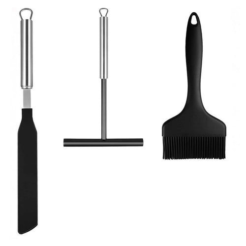 3 Pieces Batter Spreader and Set Stainless Steel Crepe Spreader L-Shaped Design Crepe Batter Brush Set for Breakfast