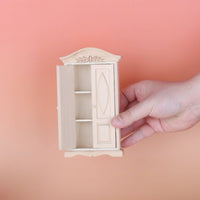 1:12 Scale Cabinet Hand-Carved Dollhouse Wardrobe Unfinished Wood Mini Wardrobe for Model Makers