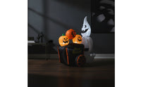 Inflatable Specter with Pumpkin Cart Water Resistant Inflatable Halloween Decoration LED Inflate Yard Decoration for Lawn