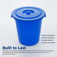 Large Blue Bucket, Round PP Container with Reinforced Handles, Household Water Storage Barrel, Indus - Image 10