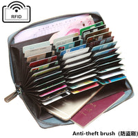 Accordion Genuine Leather RFID Blocking Passport & Credit Card Holder Wallet for Men and Women