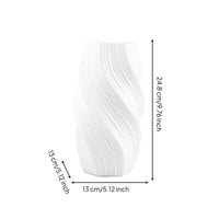 Vase with Twisted Lines White Flower Holder Decorative for Living Room, Office