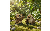 2 Pieces Owl Figurines Decorative Owl Figurine Carved Decor for Bird Lovers, Tabletop, Shelf, Garden