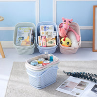 Thickened Imitation Rattan Storage Basket with Handle for Bathroom, Shopping, or Toy Organization