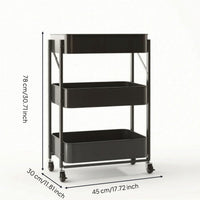 Rolling Cart with Mesh Baskets Space-Saving 3-Tier Rolling Cart Compact Portable for Students, Kitchen, Bedroom