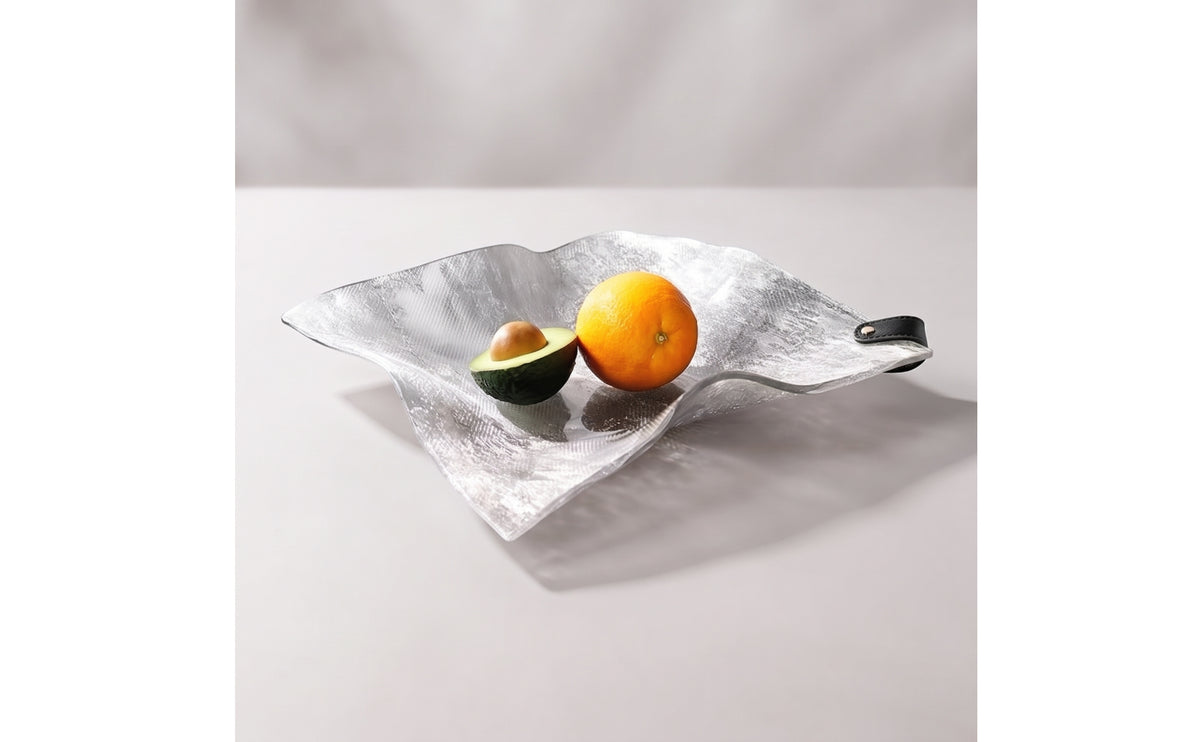 Leaf Tray Textured Fruit Platter Food-Grade Acrylic Tray with Handle for Hosts, Living Room