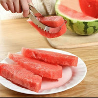 Stainless Steel Watermelon Cube Cutter Multi Functional Watermelon Slice Tool Rust Resistant Melon Cutter Scoop Easy to Clean for Home, Fruit Prep