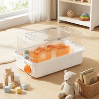 Luxury Hamster Cage with Acrylic Top, Two-Level Transparent Habitat Starter Kit, Modern Square Shape Portable Hamster Cage with Exercise Wheel
