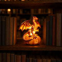 Dragon-Adorned Pumpkin Halloween Pumpkin Figurine with Dragon Decorative for Desk
