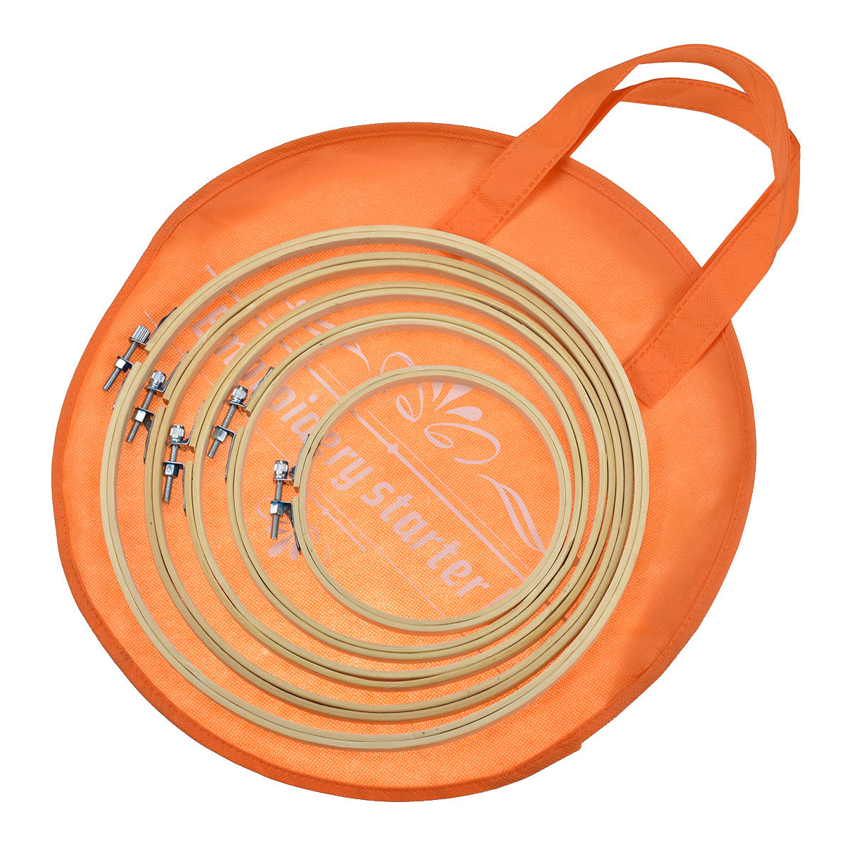 Bamboo Embroidery Hoops Set with Non-Woven Storage Bag, Portable Cross Stitch Rings for Craft Sewing