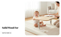 Peanut Shaped Kids Table Solid Wood Adjustable Height Young Child Desk Portable Foldable Wooden Play Table for Young Children, Parents, Daycare