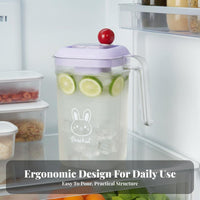 Large Capacity Plastic Juice Pitcher with Filter Heat Resistant Refrigerator Water Jug with Lid Leakproof for Families, Students