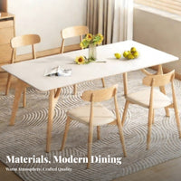robust Wood Frame Rock Slab Table with Upholstered Chairs Light Luxury design Table and 6 Chairs set Sintered Stone table surface Dining Room Set Modern Minimalist Design for Families, Homeowners, Adults, Kitchen, Entertaining Guests, Apartment, Home