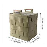 Woven Leather Basket Rigid Structure Laundry Hamper Breathable Home Storage for Closet