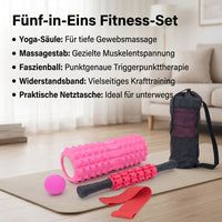 Fascia Roller Set Violet 33cm Hollow, EVA Foam, Fascia Ball 6.3cm, Massage Ball & Massage Stick 38cm, for Muscle Relaxation & Fitness