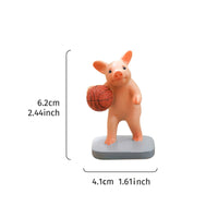 Resin Pig Figurine with Basketball Cute Pig Figurine Small Ornament Funny for Collectors