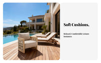 4 Pieces Nordic Design 4-Piece Wood Frame Seating Group Weather-Resistant Outdoor Furnishing Water Outdoor seating ensemble Contemporary aesthetic for guest services Businesses, property owners, Families, Balcony, Courtyard, Terrace, Backyard