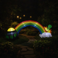 Giant Inflatable Arch with Leprechaun Outdoor Inflatable Rainbow Arch Inflatable Rainbow Archway Lighted for Homeowners, Garden
