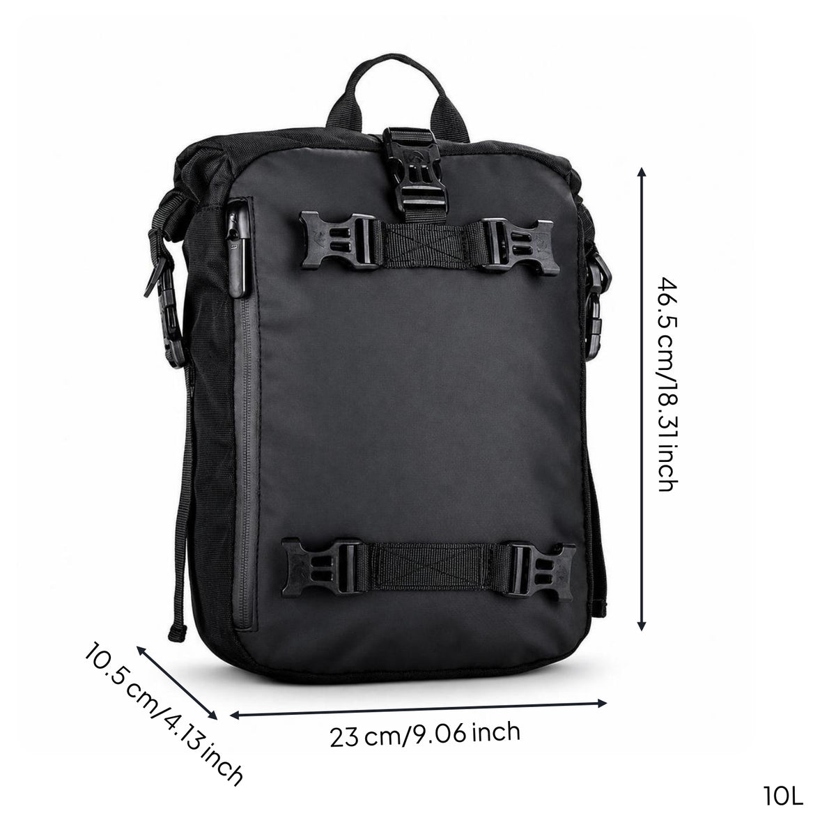 Structured Motorcycle Luggage Bag Soft-Sided Motorcycle Bag with Mounting Straps Heavy-Duty Tear-Resistant for Motorcyclists, Commuters, Weekend Rides