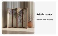 Foldable Design Wisteria Painting Partition High-Clarity Print Oriental Aesthetic Partition Handmade Vintage Aesthetic Folding Screen Waterproof for Interior Designers, Business Owners, Entryway, Restaurant, Guesthouse, Studio Apartment