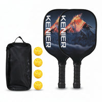 2 Pieces Wrapped Handle Pickleball Paddles with Balls and Bag White Edge Trim Pickleball Paddle Set Pair Sports Equipment Long-Lasting