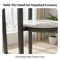 Movable with Wheels Multi-Tier Plant Stand Decorative Rolling Flower Pot Rack Sturdy Construction Mobile Plant Shelf Stable Load-Bearing for Living Room, Balcony, Indoor