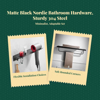 Matte black 304 steel bathroom shelf