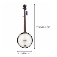 5-String Banjo Pale Head Round Body Banjo Chrome-Plated