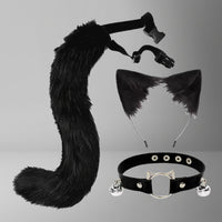 Cosplay Cat Ear Headband and Tail Accessory Set for Adults
