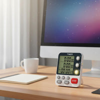Flashing Light Notification 3 Channel Kitchen Timer Adjustable Volume Multi-Event Digital Timer Memory Function for Home Cooks, Laboratory
